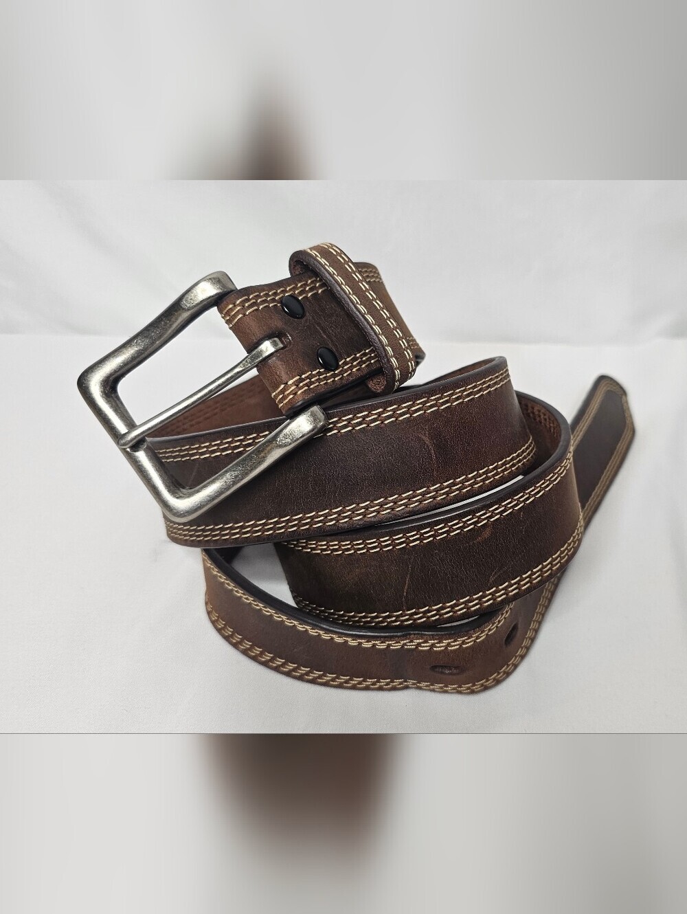 Cavender’s Men's Brown Genuine Leather Western Belt Triple Stitched Size 44